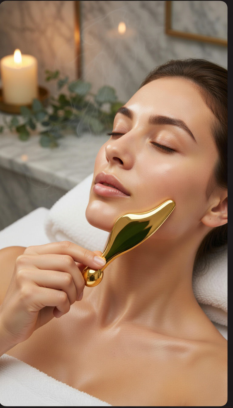 Gouden gezichtsmassagetool