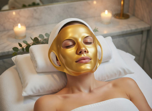 **1 Stk. Wiederverwendbare goldene Gesichtsmaske mit Ohrschlaufen**